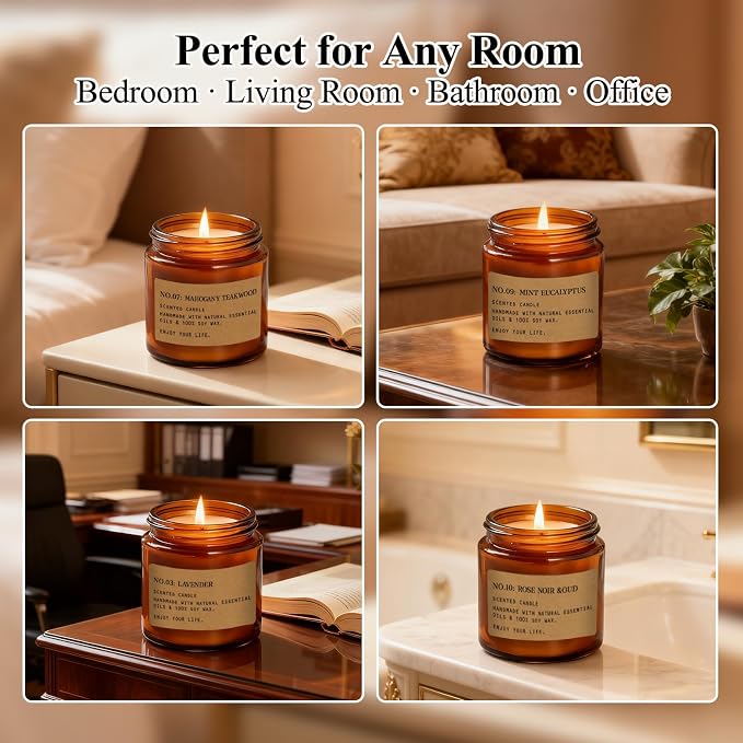 Scented Candles Gift Set,12 Pack Aromatherapy Candles for Home Scented, | Aromatherapy Jar Candle Gifts for Women, Natural Soy Wax Amber Candle Set, Scented Candles Set for Birthday Present