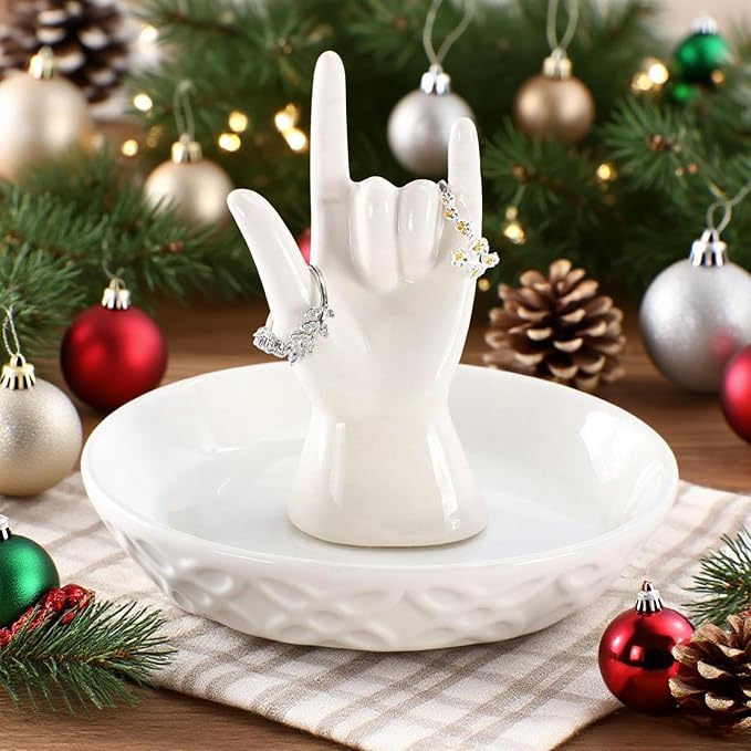HOME SMILE I Love You Hand Ring Holder-Christmas Valentines Gifts for Her,Girlfriend,Women-Mother's Day Gifts for Mom,Nana-Romantic I Love You Gifts