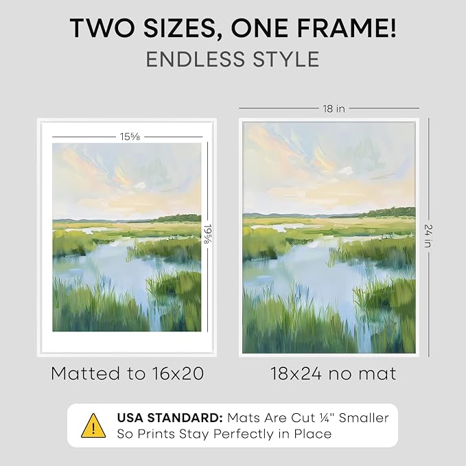 Homeforia 18x24 White Poster Frame, High-End Metal, 16x20 Mat, Glass