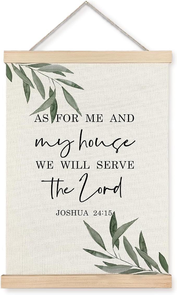JINYO Christian Wall Art Decor, As For Me And My House We Will Serve The Lord Wall Art, Modern Christian Bible Verse Joshua 24:15 Print Framed Canvas Painting Artwork For Home Bedroom Living Room Office Decor, 16x24 Inches