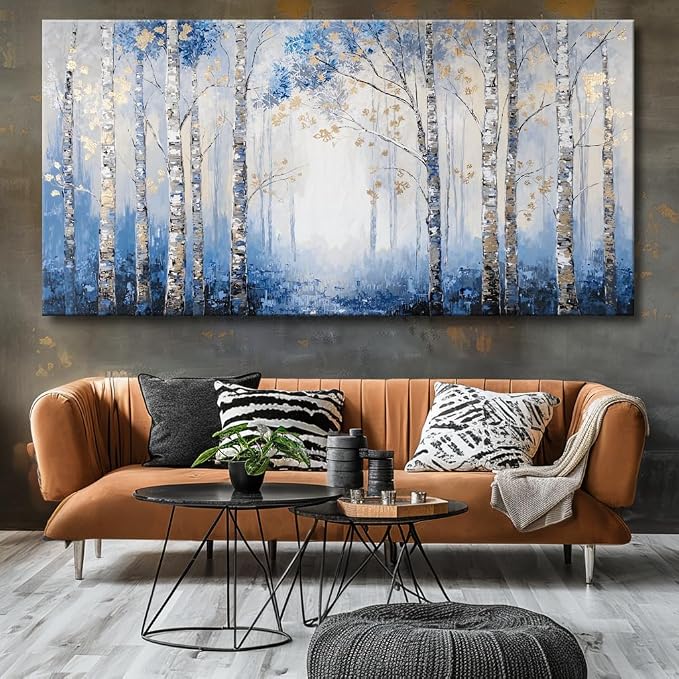 Large Forest Landscape Wall Art Framed Canvas Print for Living Room, Bedroom, Dining Room, Home Office Modern Nature Inspired Decor Ready to Hang for Wall Decoration - 20"x40"