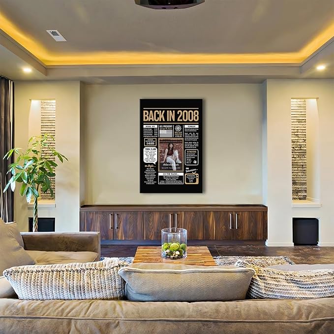 Personalized 17th Birthday Party Decorations Boys, Girls, Him, Her - Custom Gifts Idea For 17 Years Old, Back In The Year You Born Newspaper For 17th Birthday Poster No Frame Black Gold