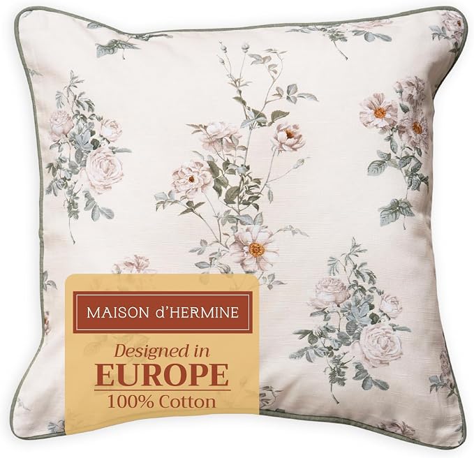 Maison d' Hermine Throw Pillow Covers 100% Cotton (20" x 20" - Pack of 1)
