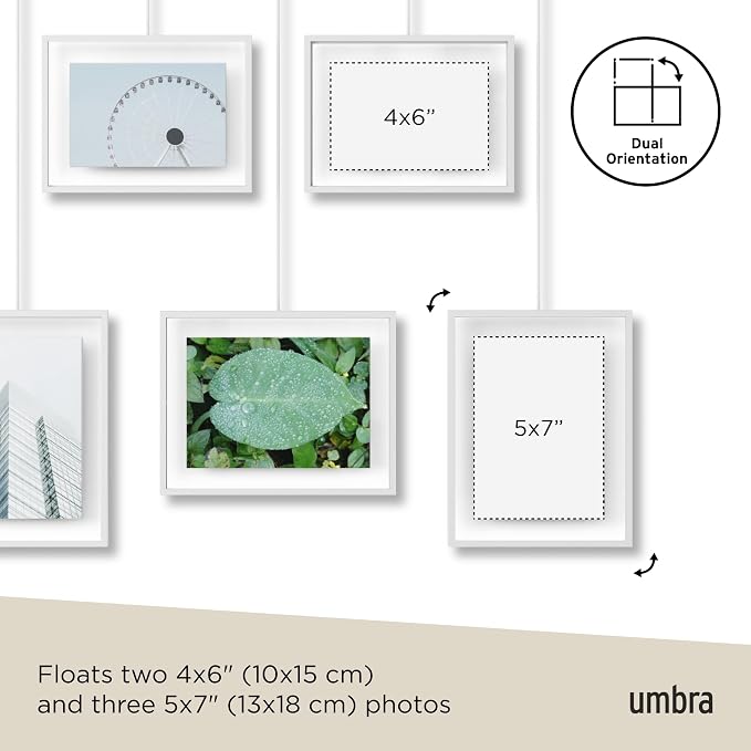 Umbra Exhibit Picture Frame Gallery Set Holds Five Photos, White
