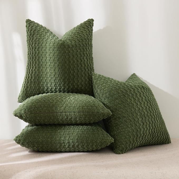 Boho Corduroy Throw Pillow Covers 20x20 Inch Set of 4 Soft Plush