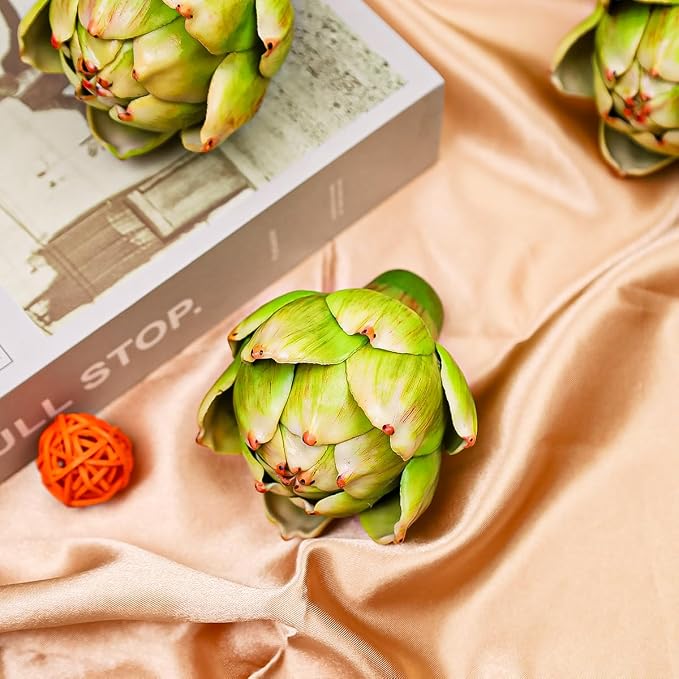 6pcs Small Faux Artichokes Decoration, Green Artificial Artichoke