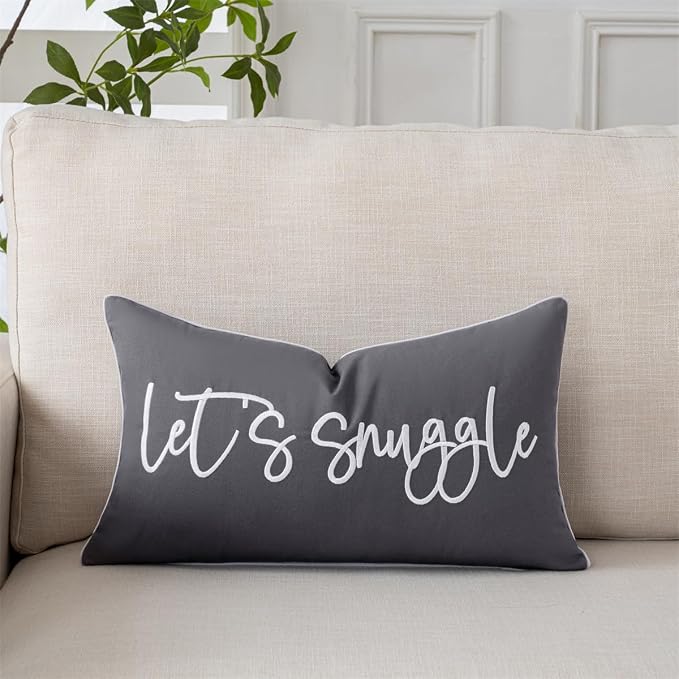 Sunkifover Let's Snuggle Decorative Lumbar Pillow Cover - 12x20 Inch