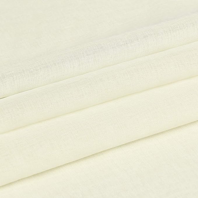 DWCN Ivory Sheer Curtains Linen Look Semi Transparent Voile Grommet Curtains for Living Room Bedroom Drapes 52 x 63 inch Length, Set of 2 Panels