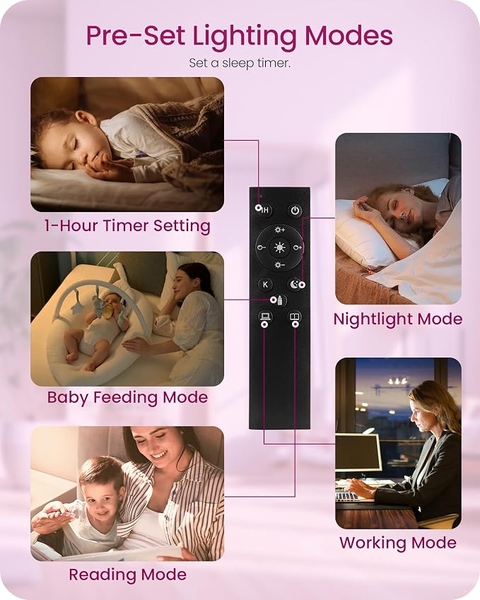 Dimmable Floor Lamps for Living Room with Remote and Foot Switch, 64.4” Modern Standing Tall Lamp, Corner Lamp for Bedroom, Bulb Included, 3000K-6500K, FCC Listed, Pink and White WP06LD05W1