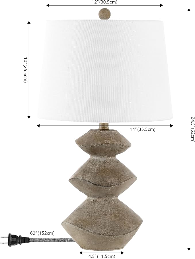 JONATHAN Y Laken 24.5" 3-Stack Cairn LED Table Lamp, Brown Wood Finish