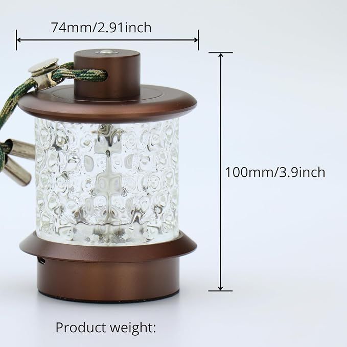 Cordless Small Table Lamp, Metal Glass, Lanyard, Rechargeable, Dimmable