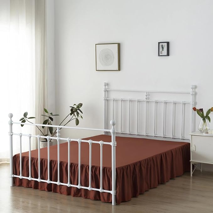 Bed Skirt Full Size Ruffled Bed Skirts with Split Corners | 18 Inch Drop Dust Ruffle Bed Skirts with Platform, 18'' Full, Rust