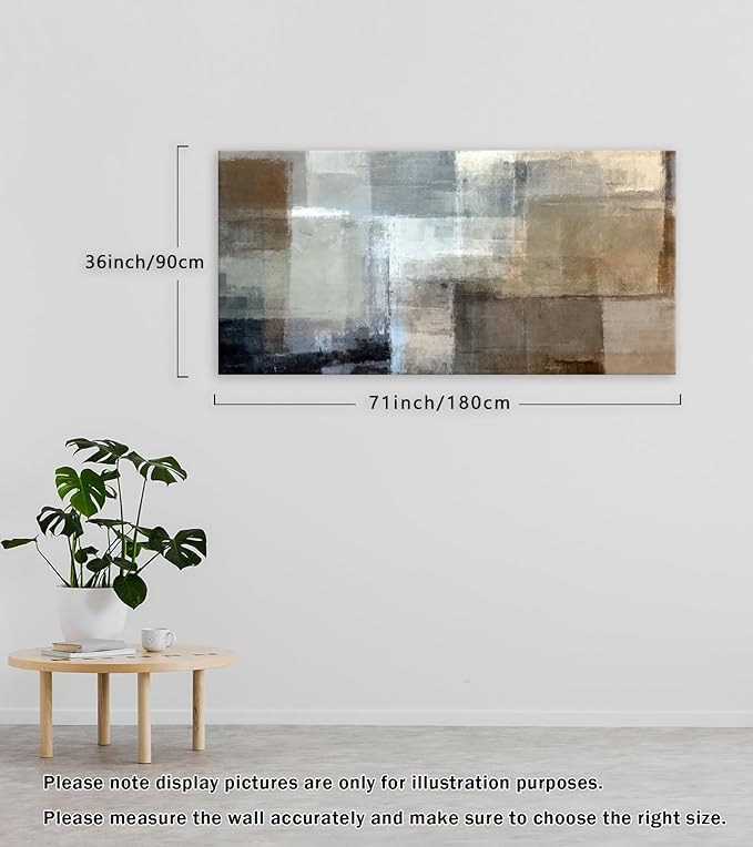 Baisuart A61298 Canvas Prints Abstract Wall Art Print Paintings Grey and Brown Stretched Canvas Wooden Framed for Living Room Bedroom and Office Home Decor Artwork