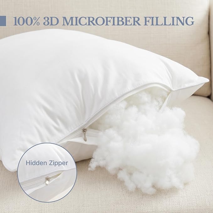 Leeden 14x22 Lumbar Pillow Inserts Set of 2, Decorative Rectangular Throw Pillow Inserts with 100% Cotton Cover, Fluffy Couch Pillows for Sofa, Bed & Home Decor