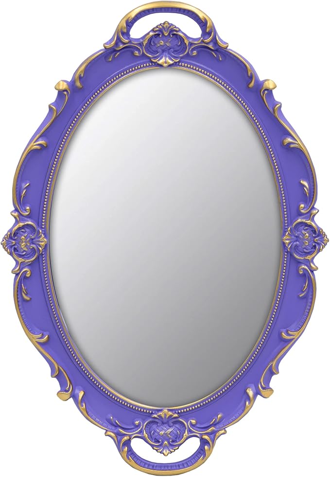 YCHMIR Vintage Small Mirror 14.5 x 10 Inch Oval Purple Wall Mirror