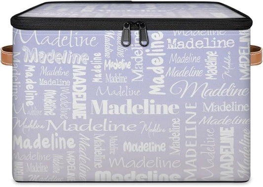 Storage Basket Custom Name, Personalize Keepsake Box, Purple White