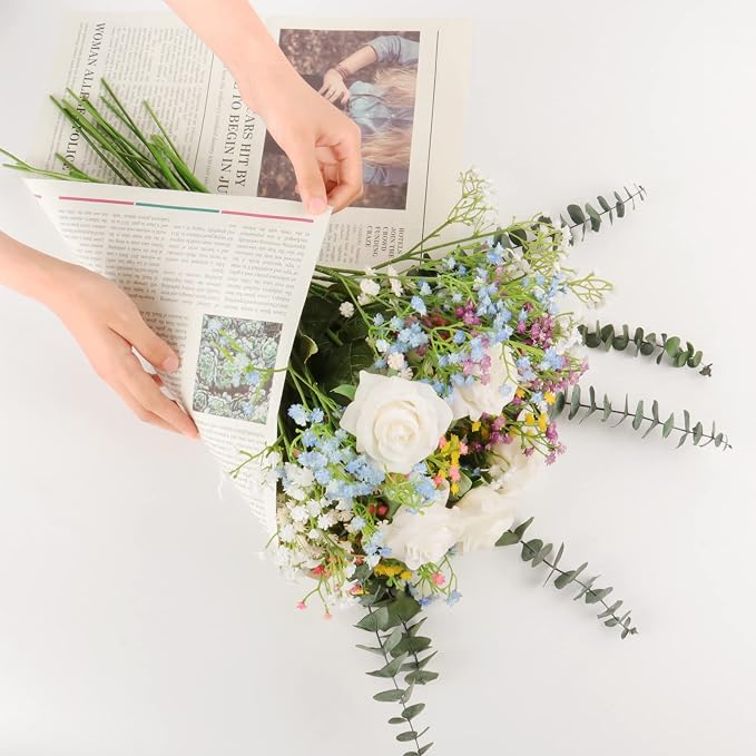 15 PCS Babys Breath Artificial Flowers Fake Babys Breath Flowers Artificial Bulk Gypsophila Bouquets Real Touch Faux Flowers for Wedding Floral Arrangement Party Home Decoration