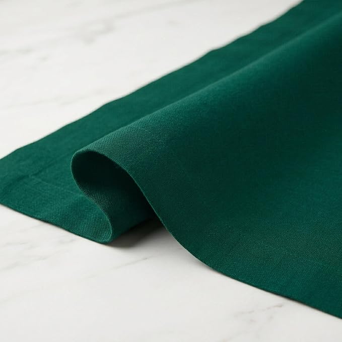 Solino Home 100% Pure Linen Table Runner Rainforest Woven, Fete 14 x 60 in | brings a tailored look to family meals and hosting, European flax fibres, effortlessly elegant, soft, OEKO-TEX Certified