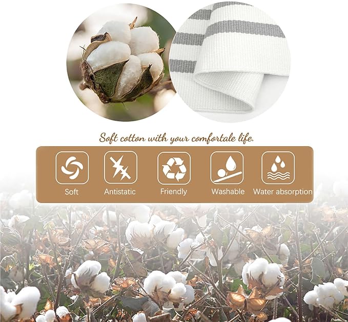 KILOCOCO Striped Rug 2.3'x3.6' Indoor Outdoor Front Door Mat, Grey White | Cotton Washable Striped Front Porch Rug, Woven Layered Doormats, Welcome Mat for Entryway, Low Pile Kitchen Rugs