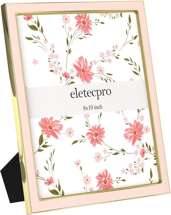 eletecpro 8x10 Enamel Picture Frame with Real Glass Cover, Pink, 1-Pack