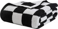 bearberry Soft Plush Throw Blanket for Couch, Cozy Warm & Lightweight | Knitted Fluffy Checkered Comfort Home Decor Gift for Women Mom Her, Sofa Chair Bed, 40x50in, Black