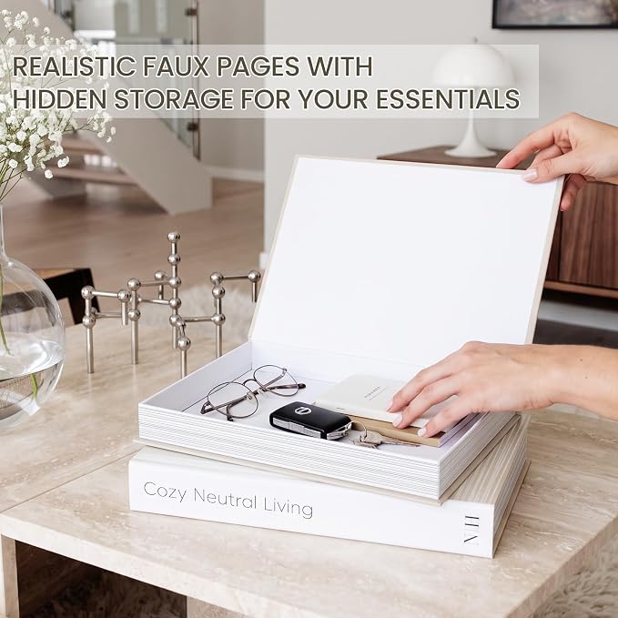 Decorative Books for Neutral Home, Fake Books Boxes for Coffee Table Decor