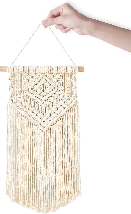 Dahey 2Pcs Small Macrame Wall Hanging, 2 Sizes Boho Tapestry Wall Art Decor