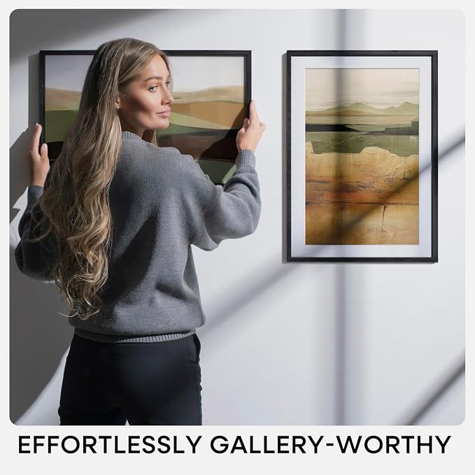 Homeforia 14x17 Black Oak Picture Frame, High-End Wood, 11x14 Mat, Glass