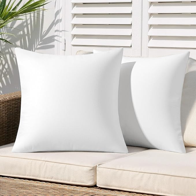 MIULEE Outdoor Pillow Inserts 20x20 Pack of 2 | Waterproof Throw Pillow Inserts Decorative 100% Virgin Fibers Filling for Patio Sofa Couch
