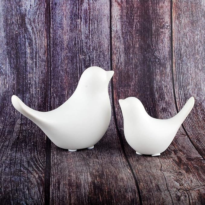 NWFashion Ceramic Animal Figurines Modern Style Birds Decorative Ornaments Desktop Display (White Bird)
