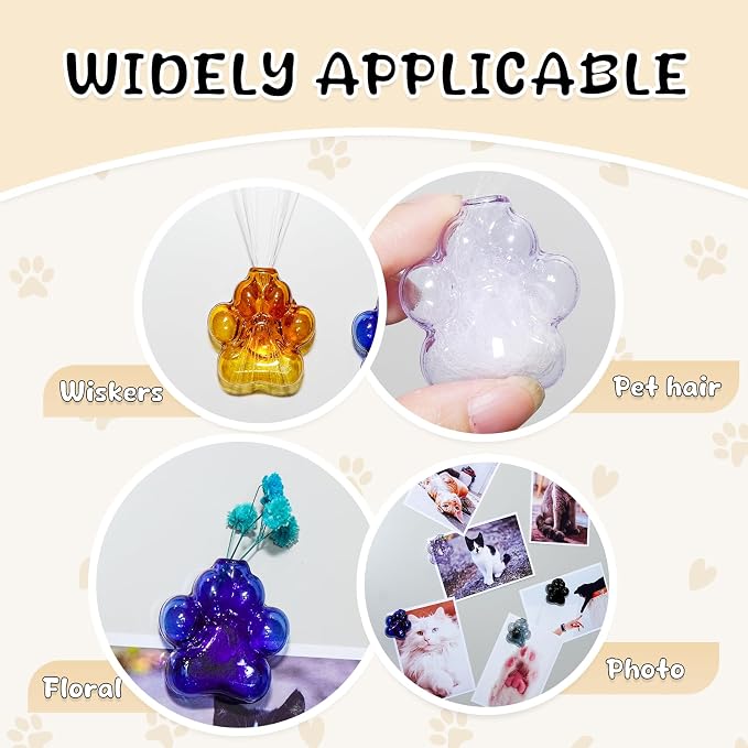 Nuvretk 2PCS Cat Whisker Holder, Cat Paw Glass Fridge Magnet Vase | Cat Paw Glass Design; Cat Whisker Keepsake Holder; Mini Magnetic Fridge Vase; Flower Display & Pet Memory Décor
