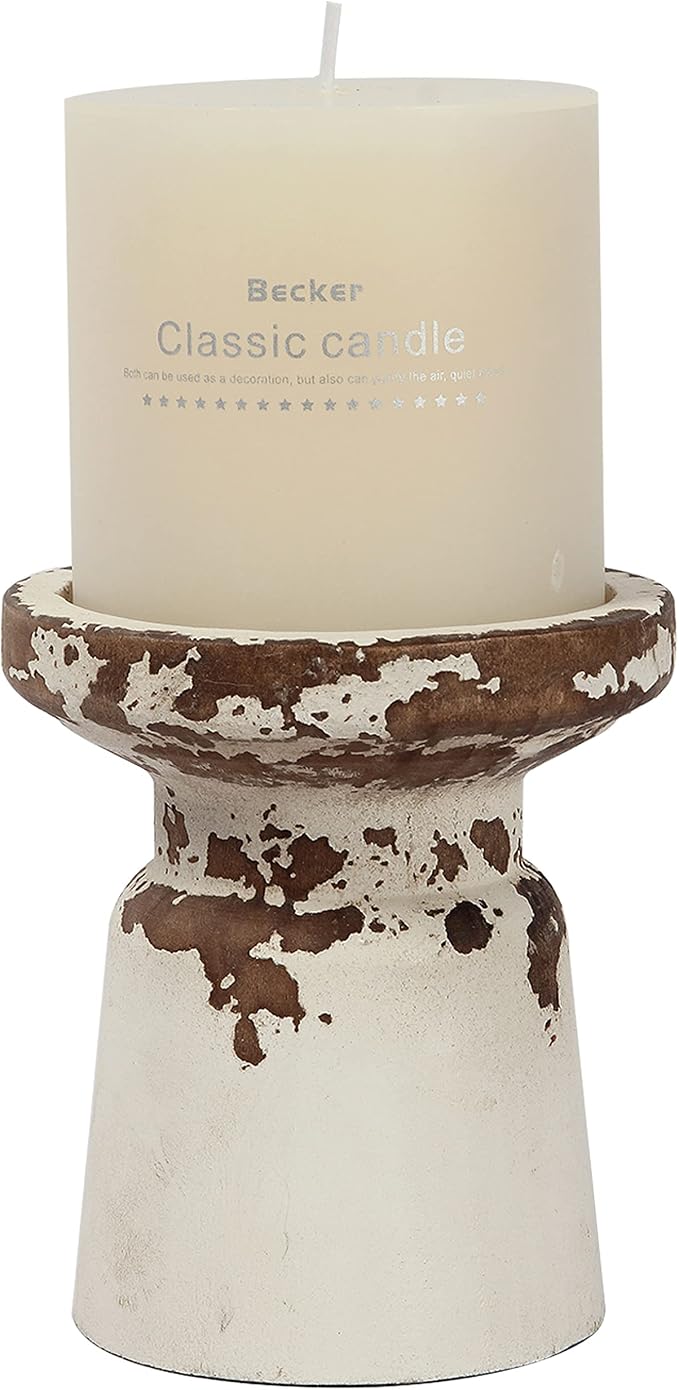 SOFE Rustic Wood Candle Holders Pillar, Handmade Distressed