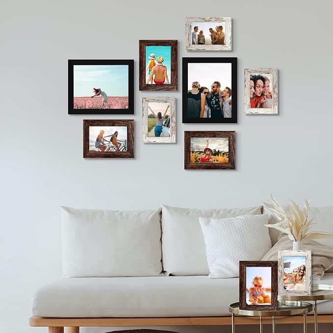 LUCKYLIFE Picture Frame Set 10-Pack, Gallery Wall Frame Collage with 8x10 5x7 4x6 Frames in 3 Different Finishes