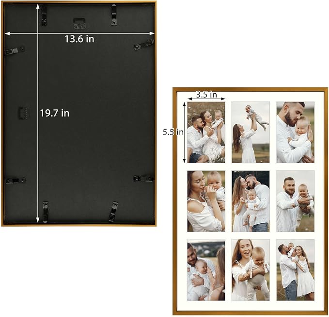 Golden State Art 13.6x19.7 Collage Frame for 9 4x6 Photos Bronze 1 Pack