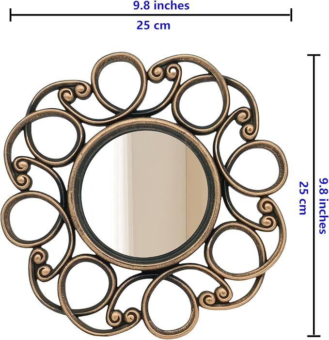 Retro Gold Mirrors for Wall Pack of 3. Round Mirrors. Decorative Mirrors.Small Wall Mirrors for Decor Home Decor.Plastic Frames.Glass Mirrors.Make Old Gold Color.NOT A Large Bathroom Vanity Mirror.