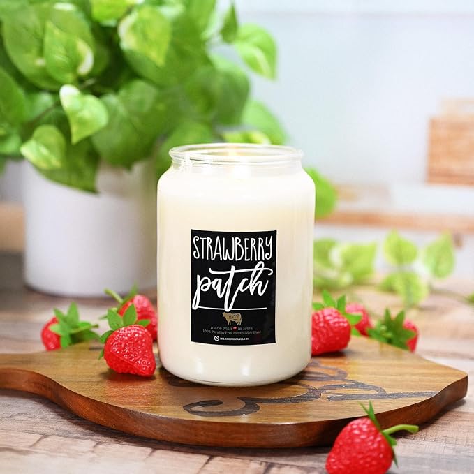 Milkhouse Strawberry Patch Soy Candle, 26 oz Farmhouse Jar, 150+ Hr Burn