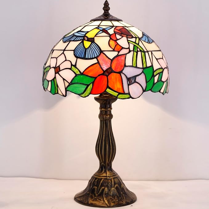 WERFACTORY Tiffany Lamp Stained Glass Lamp Hummingbird Bedside Table Lamp