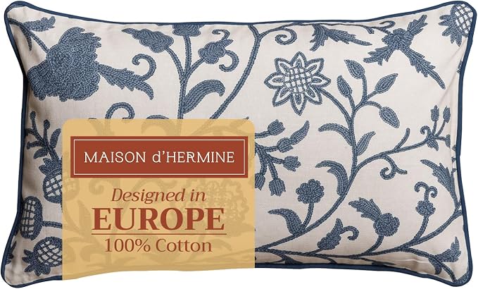 Maison d' Hermine Throw Pillow Covers 100% Cotton (12" x 20" - Pack of 1)