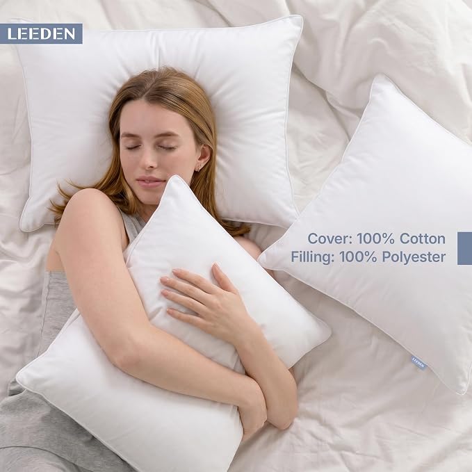 Leeden 28 x 28 Pillow Inserts (Set of 2) - Throw Pillow Inters with 100% Cotton Cover - 28 Inch Square Decorative Pillows for Sofa, Couch, Bed and Home Decor