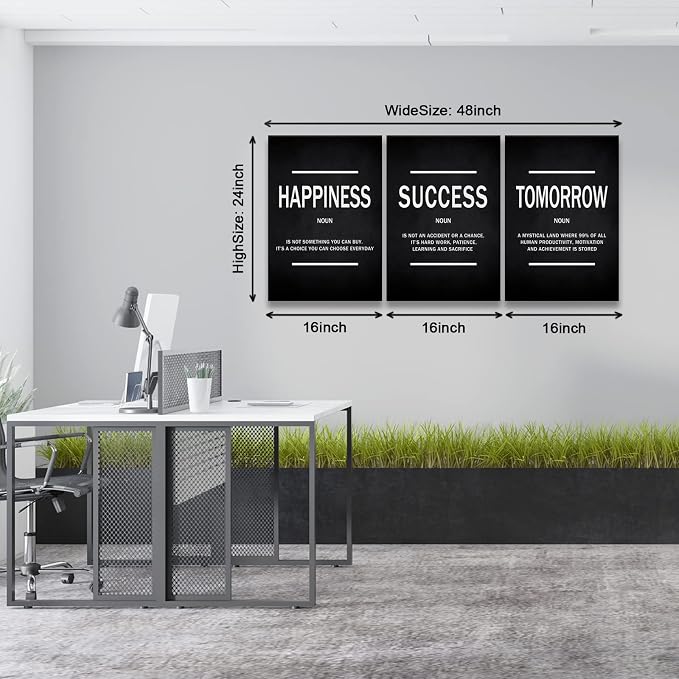 KAWAHONE Motivational Success Quotes Wall Art, Positive Entrepreneur Tomorrow Poster Inspirational Happiness Relaxing Wall Hanging Picture Decor for Home Office Workplace Gift for Business Leadership