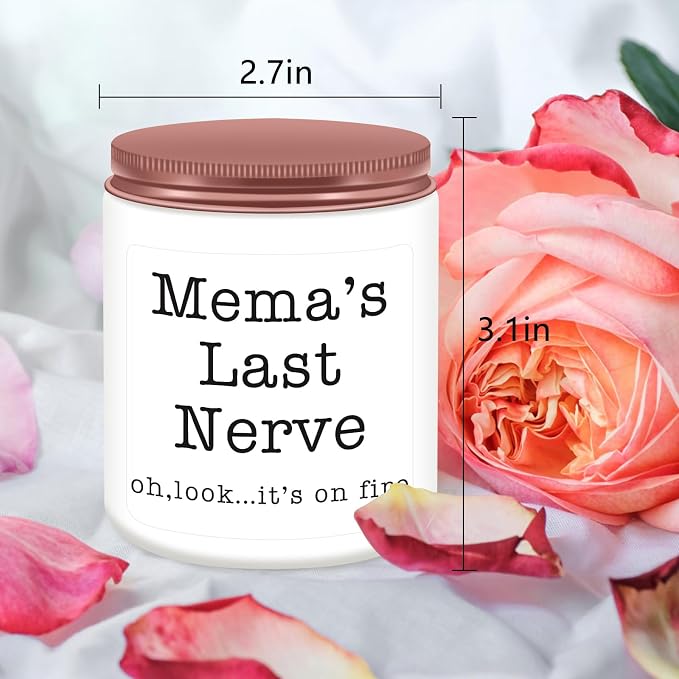 Homsolver Mema Gifts,Gifts for Grandma from Granddaughter Grandson, Christmas, Birthday, Mother and Grandparents Day,Scented Candles, Mema’s Last Nerve