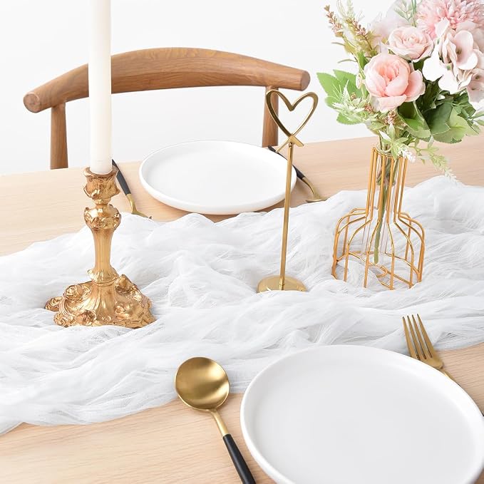 Ivory Cheesecloth Table Runner Cheese Cloth Wedding Birthday Party Decor | 10Ft Summer Rustic Boho Gauze Farmhouse Bridal Baby Shower Holiday Dining Tea Party Home Table Decorations 4 Pack