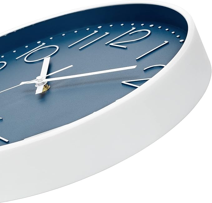 Foxtop 12" Modern Wall Clock Silent Battery Operated Analog Clock, Cerulean | Non Ticking, Quartz, Round, Easy to Read, Bedroom, Kitchen, Living Room, Office