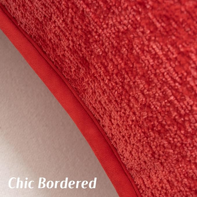 FUTEI Pack of 2 Chenille Soft Throw Pillow Covers 12x20 Inch, Red