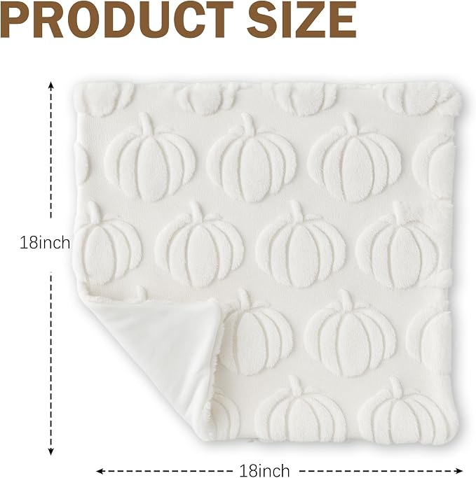 Fall Decorations for Home,Cream White Fall Pumpkin Decorative Throw Pillow Covers 18x18 Set of 2,Faux Fur Square Pillow Cover Thanksgiving Pillow Case Decorations for Home Sofa Couch