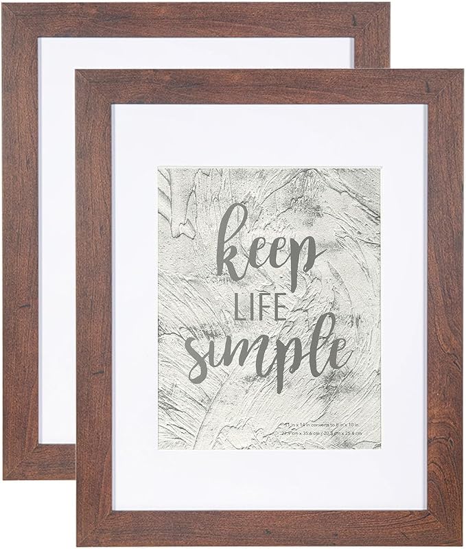 kennethan Picture Frame, Dark Brown, 11x14 inches, 2 Pcs in 1 Set, Matted, Wall Mount