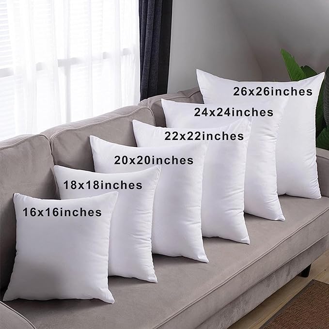 HITO 20x20 Pillow Inserts (Set of 4)- 100% Cotton Covering Down Alternative Throw Pillows White for Couch Bed Sofa
