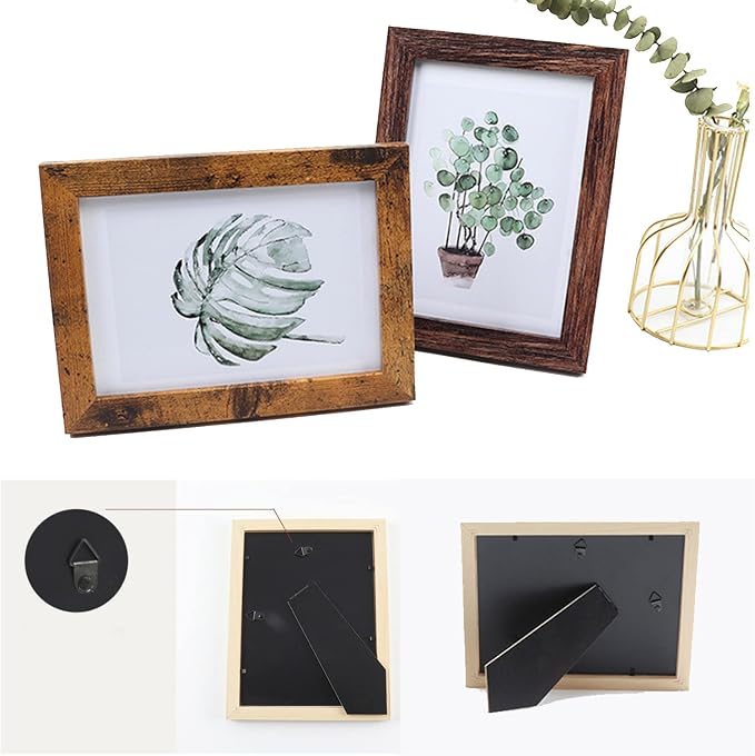 Picture Frame Set 10 pack, Farmhouse Photo Frames, Gallery Wall Frame Collage, with Two 8x10, Four 5x7, Four 4x6 Photo Frame set, in 3 Different Finishes Picture Frames For Wall or Desk,Rustic Brown