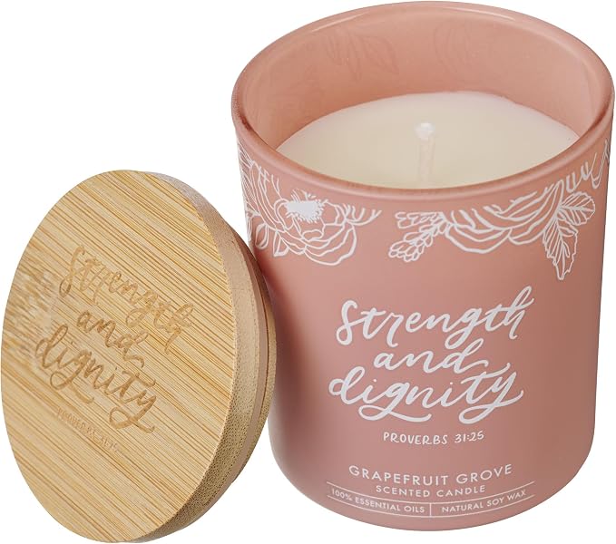 Christian Art Gifts Soy Wax Scented Candle: Strength & Dignity Bible Verse