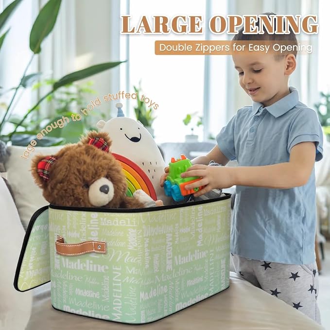 Storage Basket Custom Name, Personalize Keepsake Box, Yellow Green